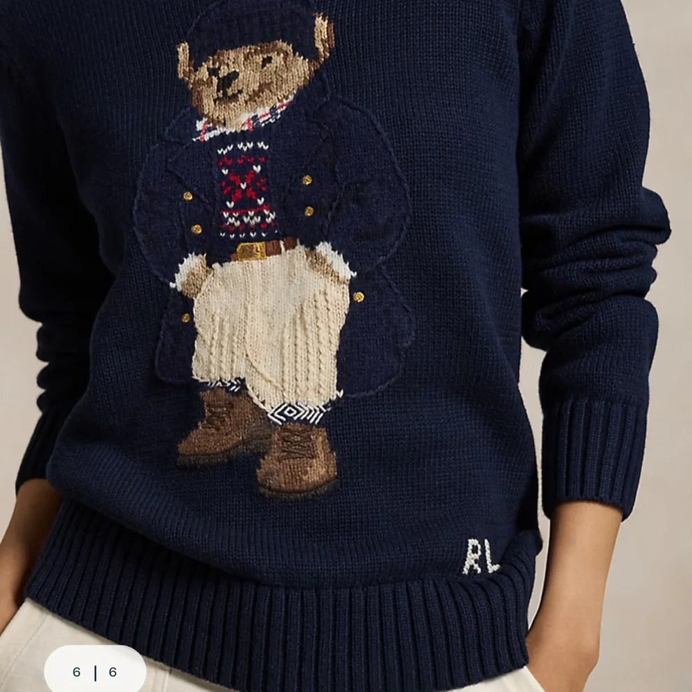Polo by Ralph Lauren Navy Bear Intarsia Crewneck Sweater - never worn - Picture 5 of 5